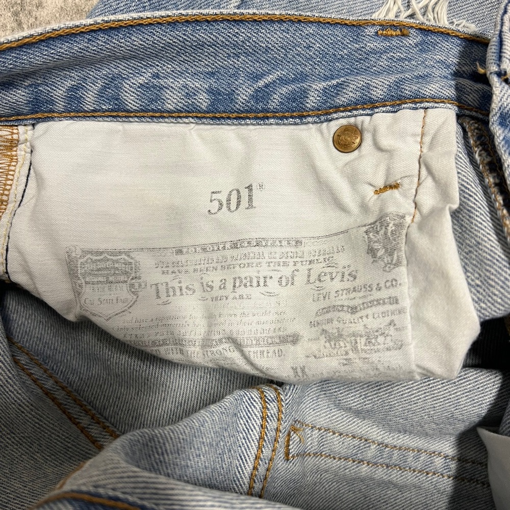 Levi 501 Distressed High Rise Shorts - Picture 4 of 5